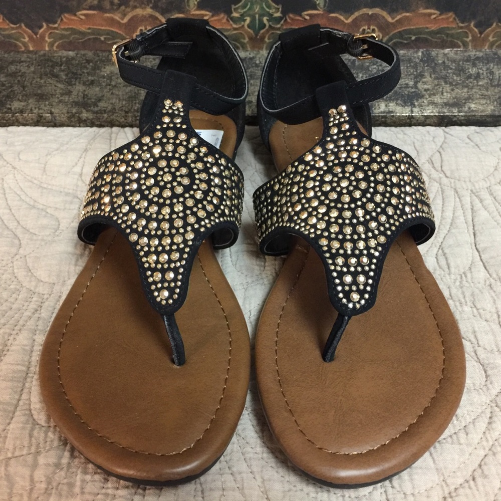 Black Studded Sandals Size 7